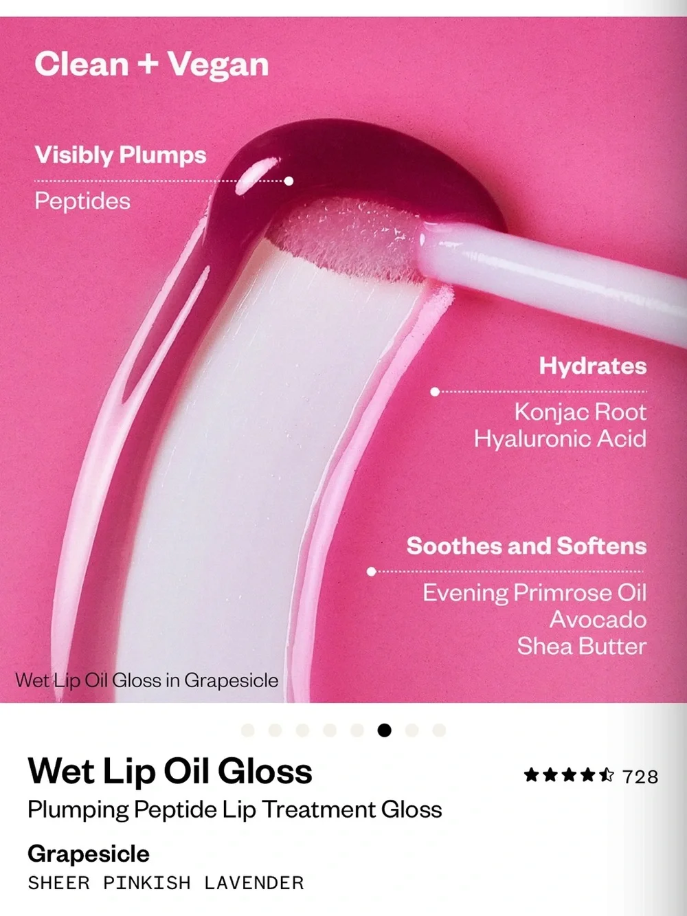 NEW in box - Kosas wet lip oil gloss plumping peptide lip treatment grapesicle